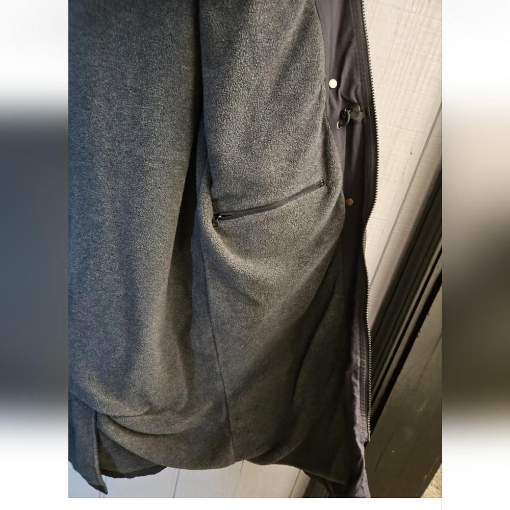 Vintage Black WOOLRICH JOHN RICH BROS. Long Coat Fleece Lined Size Small Black - Picture 6 of 7